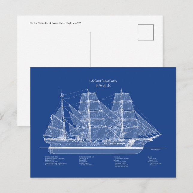 USCGC Eagle wix-327 – ABD Postcard (Front/Back)