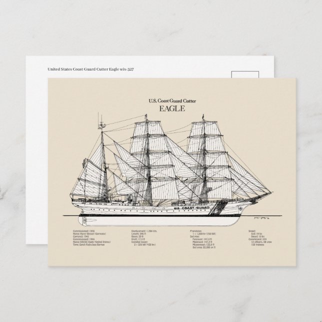 USCGC Eagle wix-327 - SBD Postcard (Front/Back)