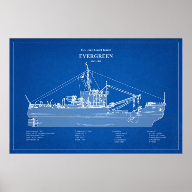 USCGT Evergreen wlb-295 - ABD Poster (Front)