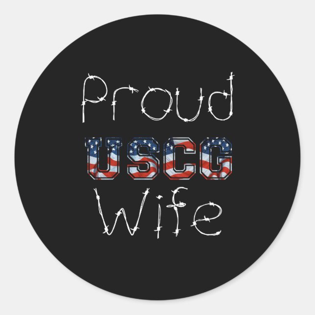 uscgwifeblk classic round sticker (Front)
