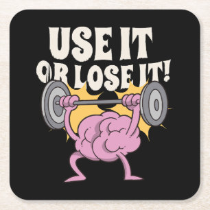 Use and train your brain square paper coaster
