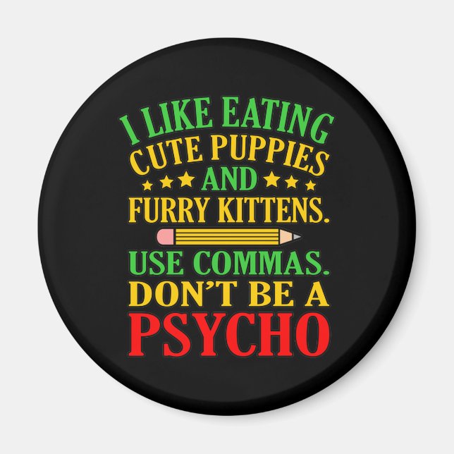 Use Commas English Language Teacher Teach Student Magnet (Front)