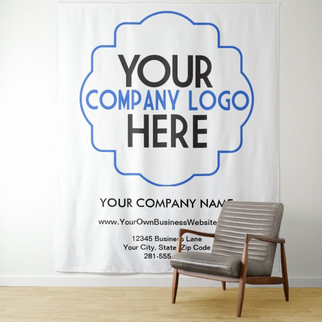 Use Own Business Logo Custom Company Trade Show Tapestry (In Situ)