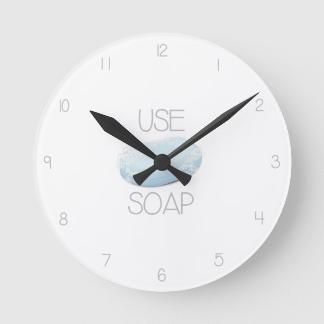 Use Soap - Funny Bathroom Clock (Front)