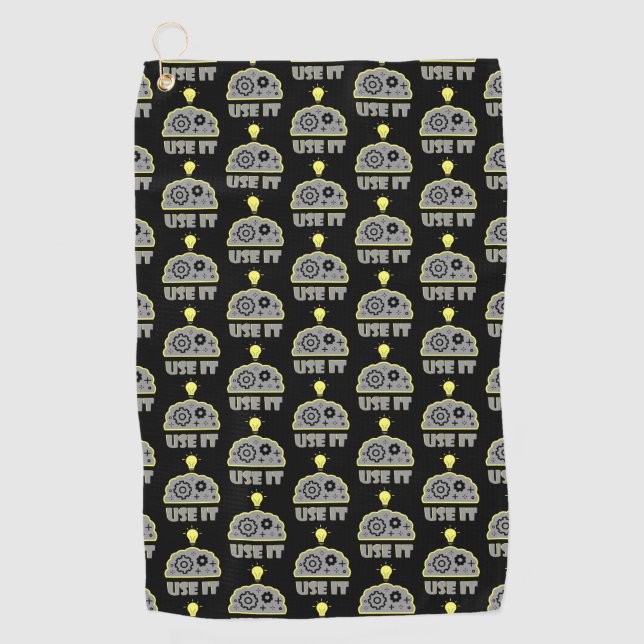 Use your brain golf towel (Front)