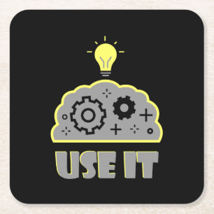 Use your brain square paper coaster