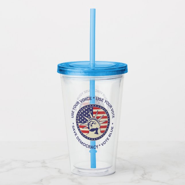 Use Your Vote Patriotic Liberty Badge  Acrylic Tumbler (Front)