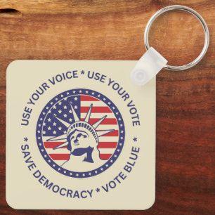 Use Your Vote Patriotic Liberty Badge  Key Ring