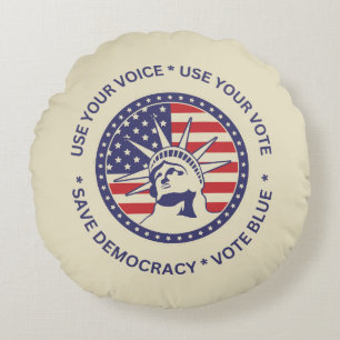 Use Your Vote Patriotic Liberty Badge Round Cushion