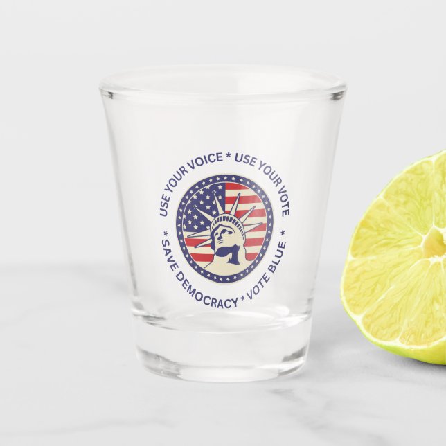 Use Your Vote Patriotic Liberty Badge  Shot Glass (Front)