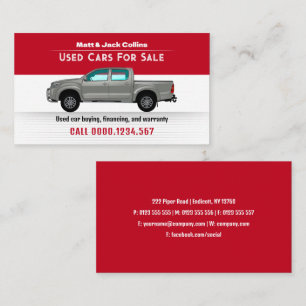 Used Cars For Sales Parts Services Business Card