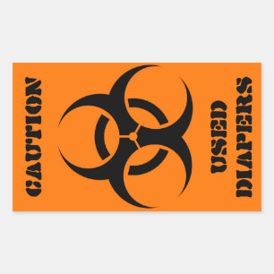 Used Diapers biohazard rect vertical orange Rectangular Sticker