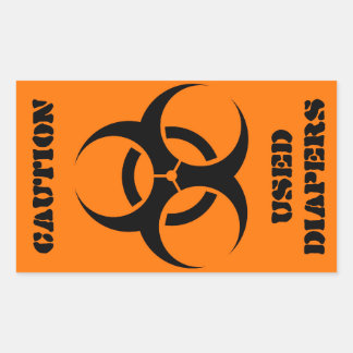 Used Diapers biohazard rect vertical orange Rectangular Sticker