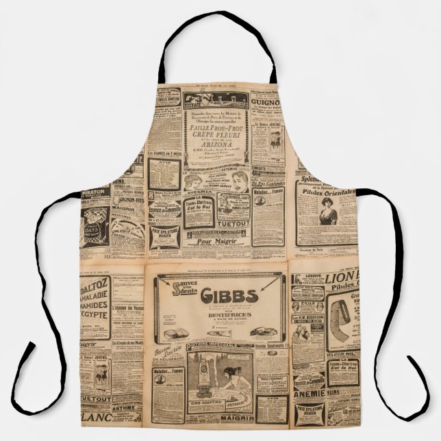 Used paper background. Old newspaper page with vin Apron (Front)