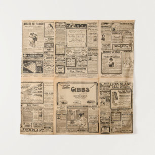 Used paper background. Old newspaper page with vin Tapestry