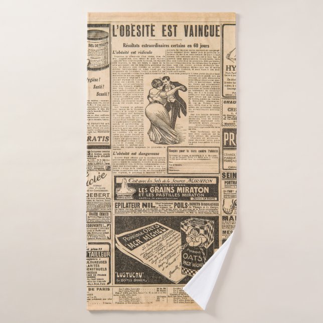 Used paper background. Old newspaper pages with vi Bath Towel (Bath Towel)