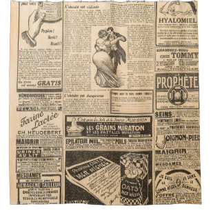 Used paper background. Old newspaper pages with vi Shower Curtain