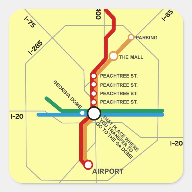 Useful Atlanta Subway Map Square Sticker (Front)
