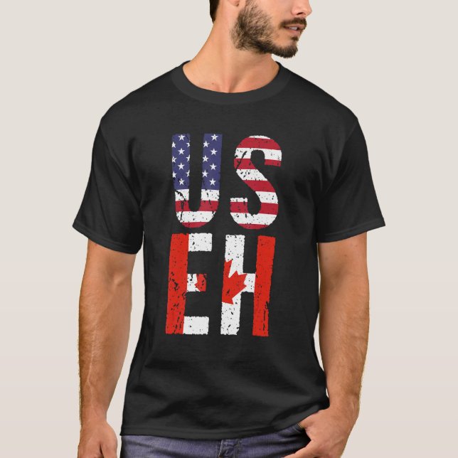 Useh America Canada Day Flag American Canadian Pri T-Shirt (Front)