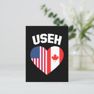 USEH America Canada Flag Funny American Canadian Postcard