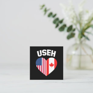 USEH America Canada Flag Funny American Canadian Square Business Card