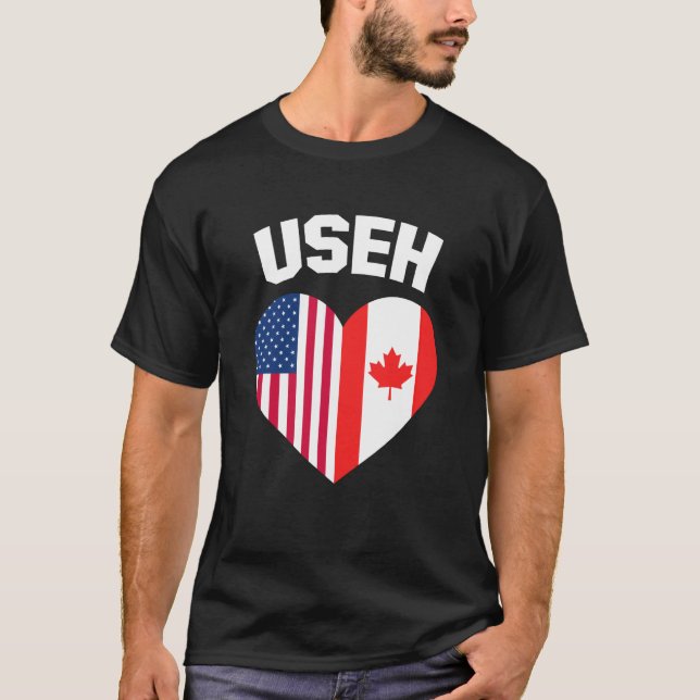 USEH America Canada Flag Funny American Canadian T-Shirt (Front)