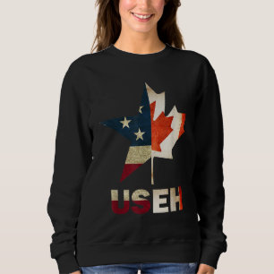 USEH Leaf Canadian American Flag Canada USA Flag G Sweatshirt