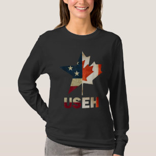USEH Leaf Canadian American Flag Canada USA Flag G T-Shirt