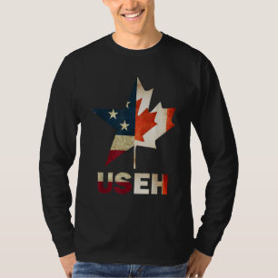 USEH Leaf Canadian American Flag Canada USA Flag G T-Shirt