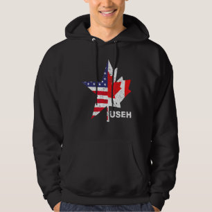 Useh Leaf Canadian American Flag Canada Usa Flag Hoodie