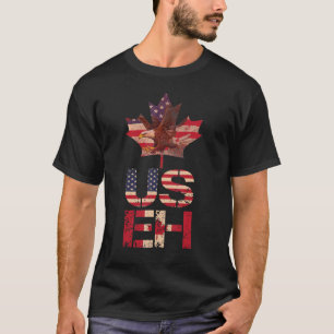 Useh Leaf Canadian American Flag Canada Usa Flag T-Shirt