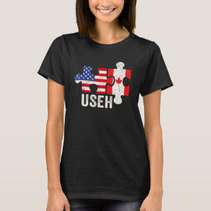 Useh Maple Leaf Canadian American Flag Proud Ameri T-Shirt