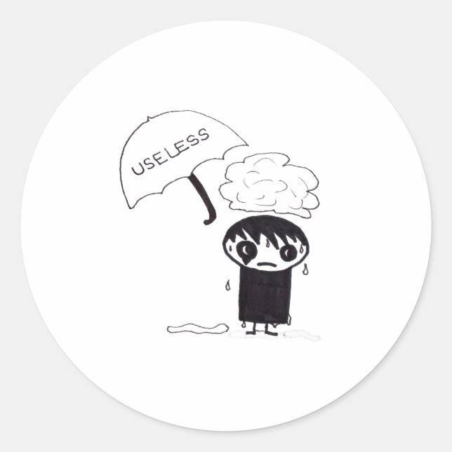 Useless EMO Classic Round Sticker (Front)