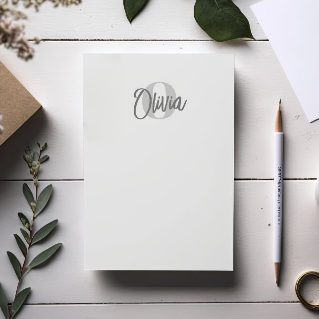 User Cool Monochrome Grey Trendy Script Monogram Post-it Notes (Creator Uploaded)