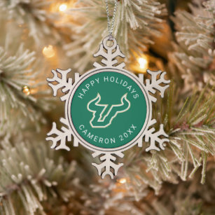 USF Bulls Snowflake Pewter Christmas Ornament