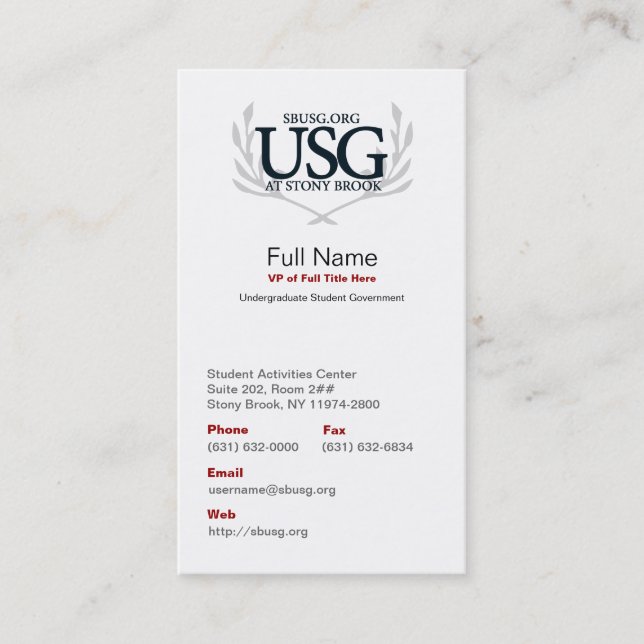 USG Official Business Card (Front)