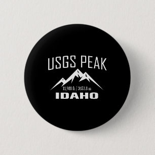 Usgs Peak Idaho Climbing Summit Club Outdoor Adven 6 Cm Round Badge
