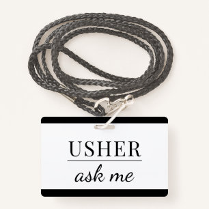 Usher Ask Me Badge ID Badge