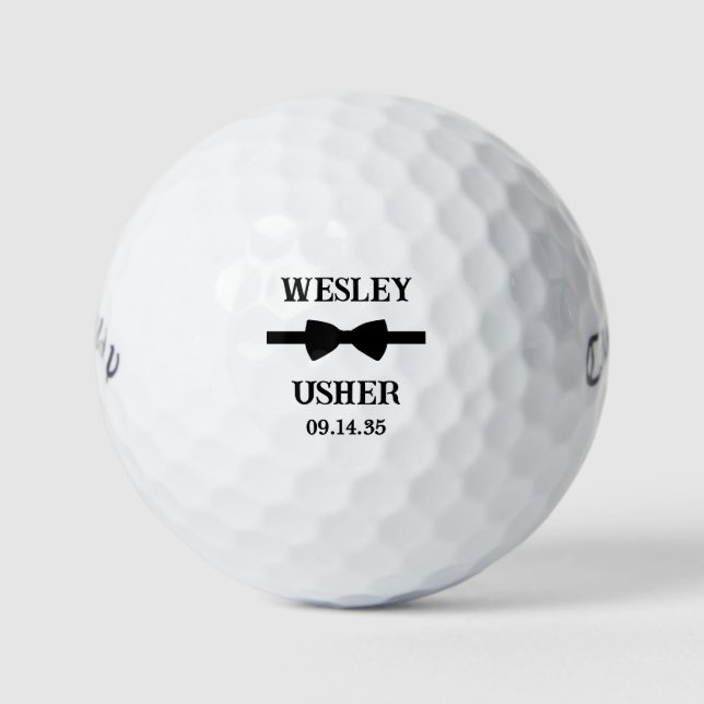 Usher Black Bow Tie Golf Balls (Front)