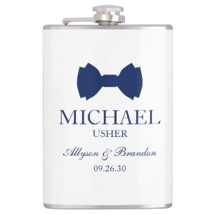 Usher Blue Bow Tie Hip Flask