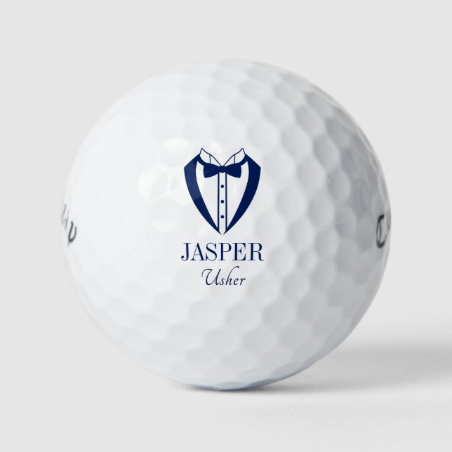 Usher Blue Tuxedo With Bow Tie Golf Balls (Front)