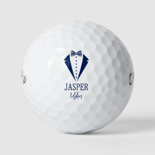 Usher Blue Tuxedo With Striped Bow Tie Golf Balls