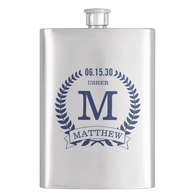 Usher Initials Hip Flask (Front)