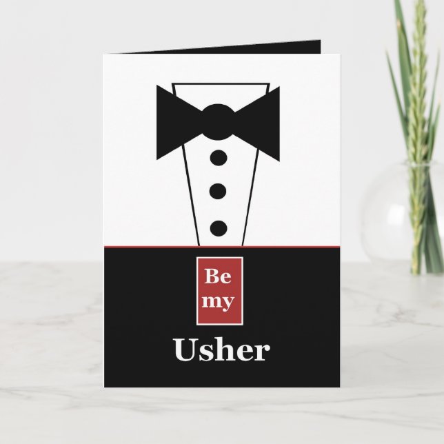 USHER Invitation with Tux - Funny (Front)
