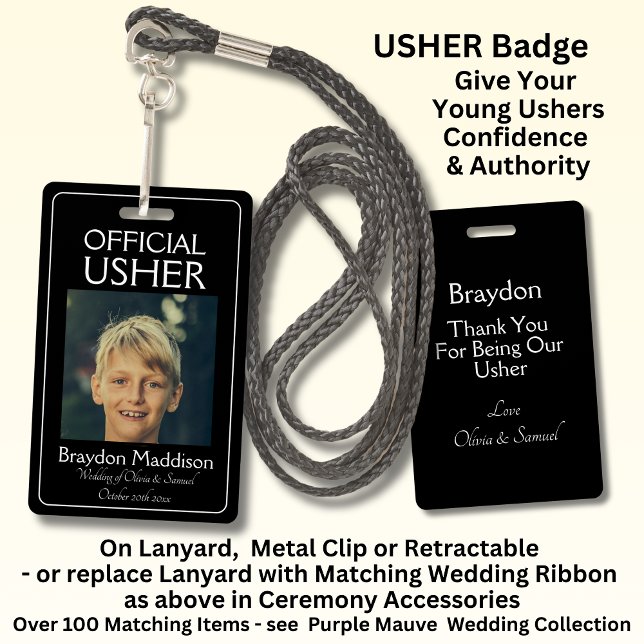 USHER Photo Official Badge Black White ID Badge (Creator Uploaded)