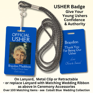 USHER Photo Official Badge Cobalt Blue ID Badge