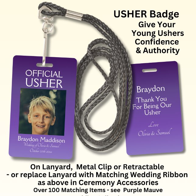 USHER Photo Official Badge Purple Mauve ID Badge (Creator Uploaded)