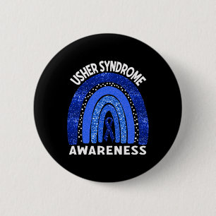 Usher Syndrome Awareness Blue Rainbow 6 Cm Round Badge