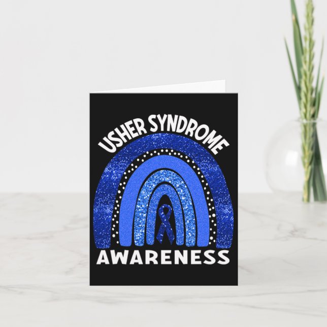 Usher Syndrome Awareness Blue Rainbow  Card (Front)