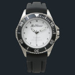 Usher Thank You Gift Personalised Watch<br><div class="desc">Typography editable script text with personal name in white,  wedding date and title in silver grey. An elegant and stylish keepsake gift from the bride and groom to their usher.</div>